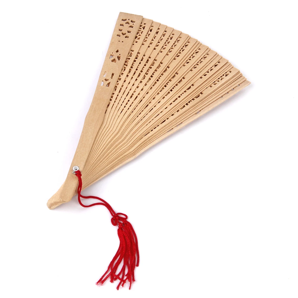 Chinese Japanese Sandalwood Hand Fan Wooden Scented for Wedding Party Cosplay