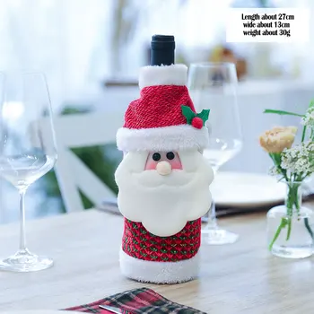 

Christmas Style Red Wine Bottle Cover Decorative Nordic Flower Lattice Elk Old Man Snowman Christmas Holiday supplies
