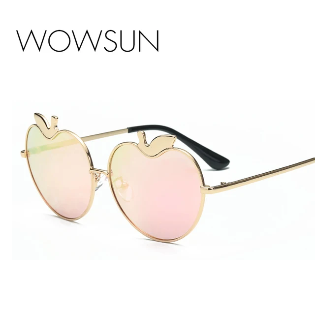 WOWSUN Unique Apple Shaped Sunglasses Women Brand Design Fashion Alloy