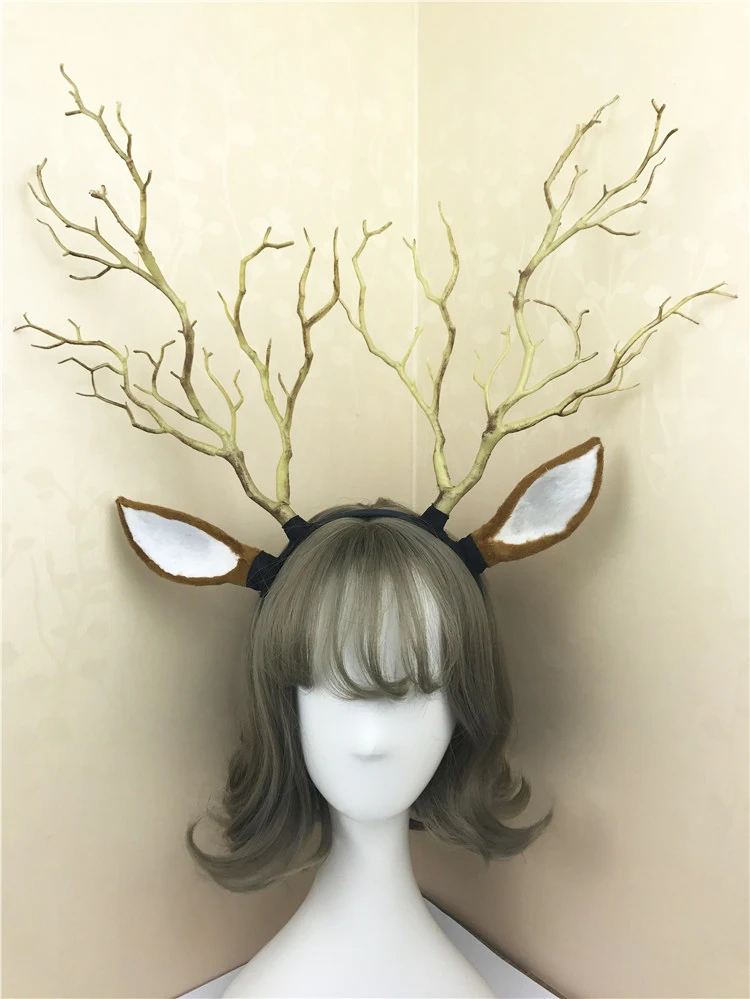 Custom-made Women Girl Christmas Deer Ear Headband Party Goth Tree Branches Hair headbands Cosplay Accessories