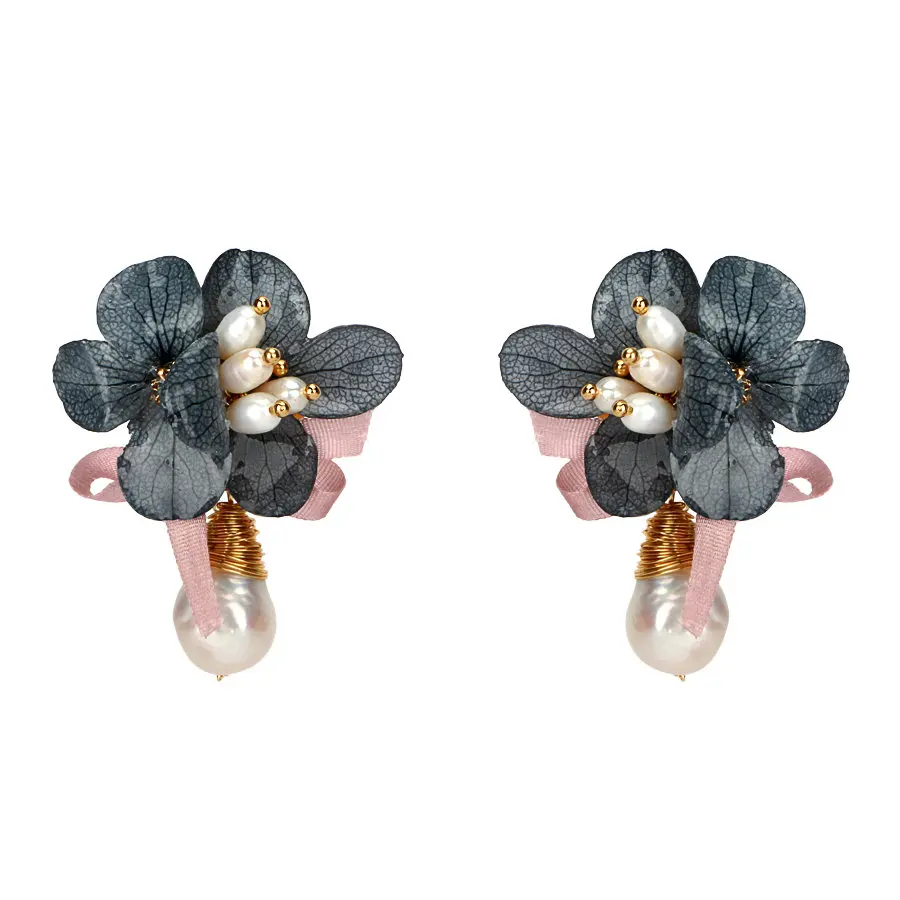 SINZRY/Популярные оригинальные серьги-гвоздики ручной работы в виде цветка с натуральным пресноводным жемчугом, Супер элегантные креативные серьги для женщин