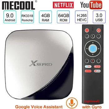 

Android 9.0 TV BOX 4GB RAM 64GB X88 PRO Google Voice Assistant Rockchip RK3318 Quad core 2.4&5G Wifi H.265 Youtube 4K TV Box