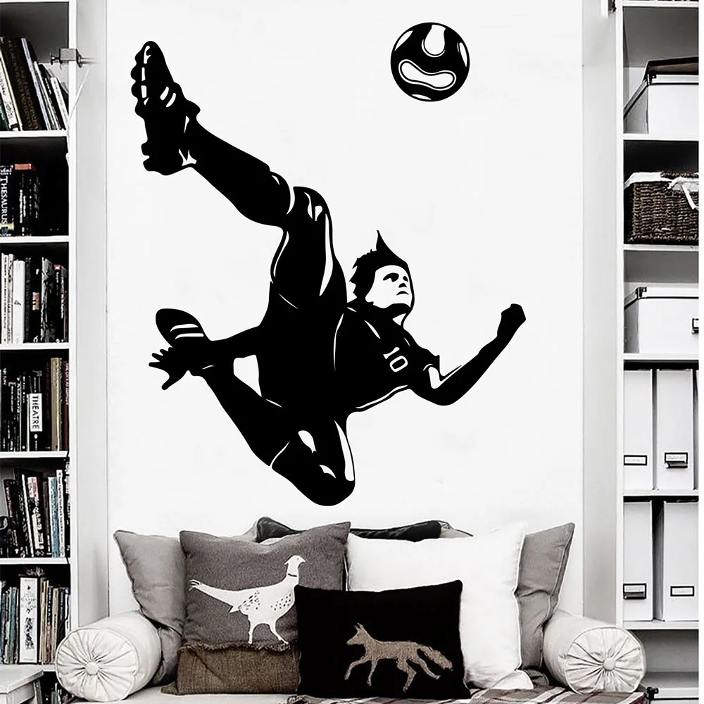 

Large Soccer Player Wall Sticker Kids Room Nursery Sport Football Spanish France Soccer Wall Decal Bathroom Vinyl Decor