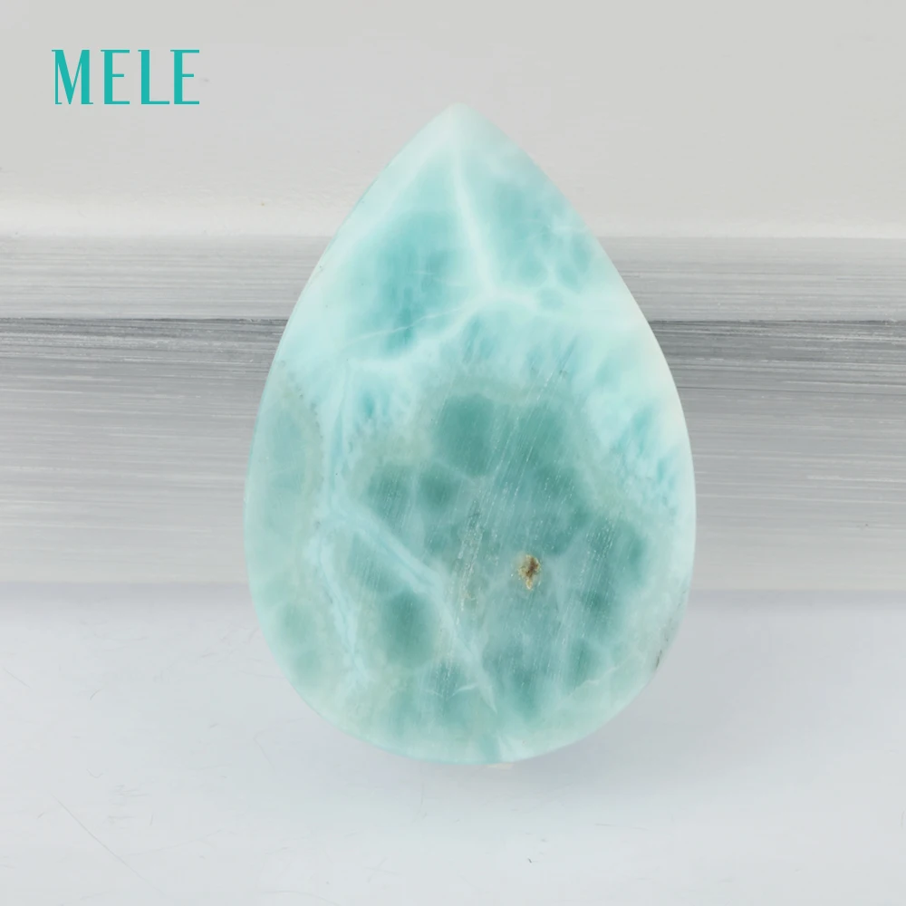 Natural blue larimar stone 9.6 gram pears shape 34mm*23mm big loose stone blue color best gift for grandparents