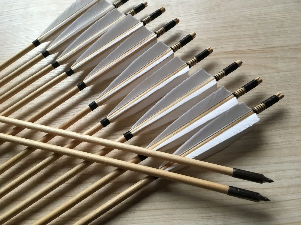12 PCS high quality handmade wood arrows archery hunting for recurve