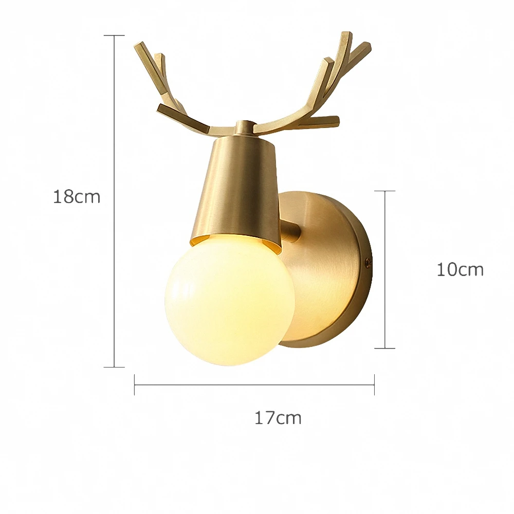 

Copper Wall Lamps American style lamparas led Round luminaria E27 Bulb Simple style wall sconce led wall light Antler Decorative