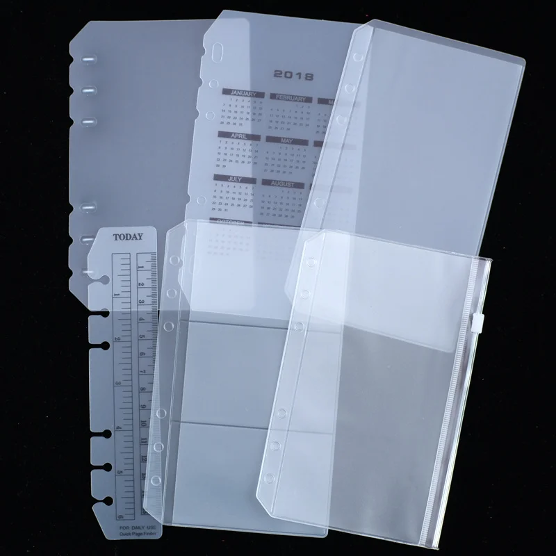 

PVC Accessory set storage card bag for A5 A6 spiral notebook zipper bill pocket insert loose leaf diary ring binder filler