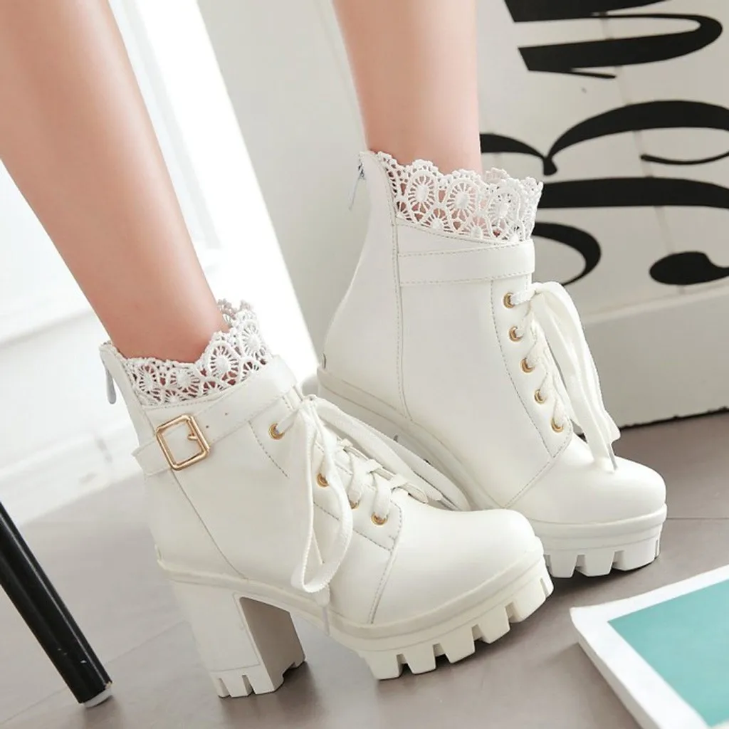 women's lace up ankle boots with heel