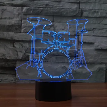 

3D night light drum set shapes 7 changing color Table Lamp gradient color mood light USB touch switch