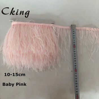 

Cking 2 meter 5 meter 10 meters baby pink Dyed Ostrich feather trims 4-6inches height diy feather lace fringes strips boas craft