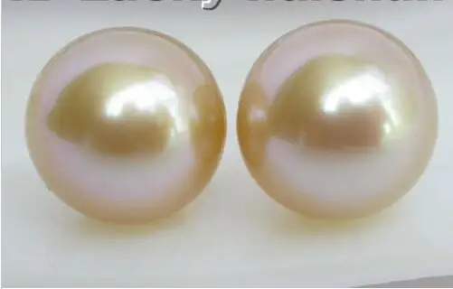 

Free Shipping >>>> AAA+ natural round champagne South Sea pearls Earrings