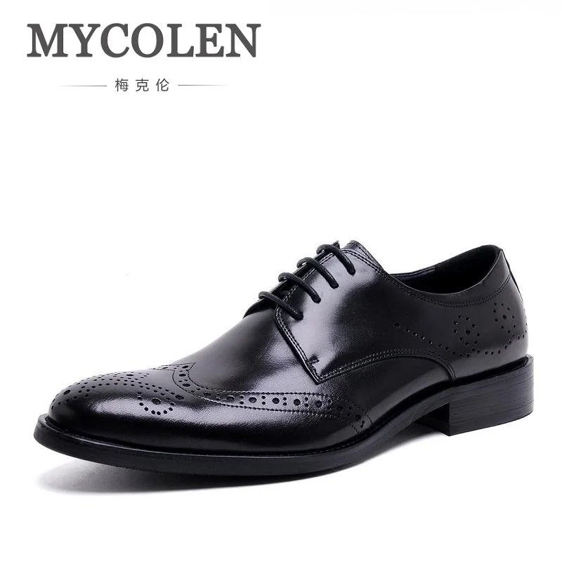 

MYCOLEN Mens Shoes Genuine Leather Men Dress Shoes Men's Business Oxford Gentleman Designer Leather Shoes Man Chaussures