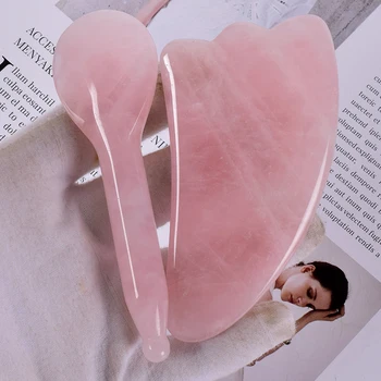 

Acupuncture Scraping Tool Set Natural Rose Quartz Gua Sha Massage Face SPA Stone Healing jade Body Neck Eye Health Care woman