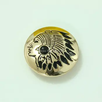 

(KB304) 10pc 1-1/8'' (3.0cm) Metal Concho Leathercraft Gold w/ Black Turquoise Stone Concho