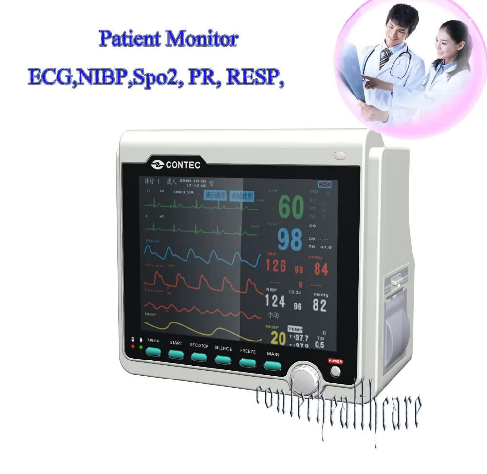 TDOU CMS6000B монитор пациента в отделении интенсивной терапии с ЭКГ, NIBP, SPO2, Частота пульса, температура Resp