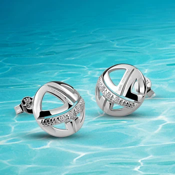 

Genuine solid sterling silver new earrings 925 silver lady's fashion earring high quality circular Stud Earrings for woman