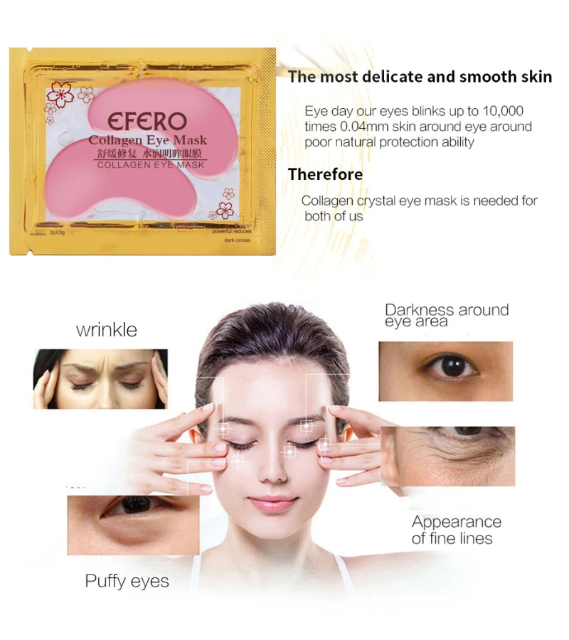 EFERO 2/5 пар коллагеновая кристальная маска для глаз, маска для лица гель глазные Пластыри для мешков под глазами, морщин! Убирает темные круги под глазами, подушечки для глаз уход за кожей TSLM1