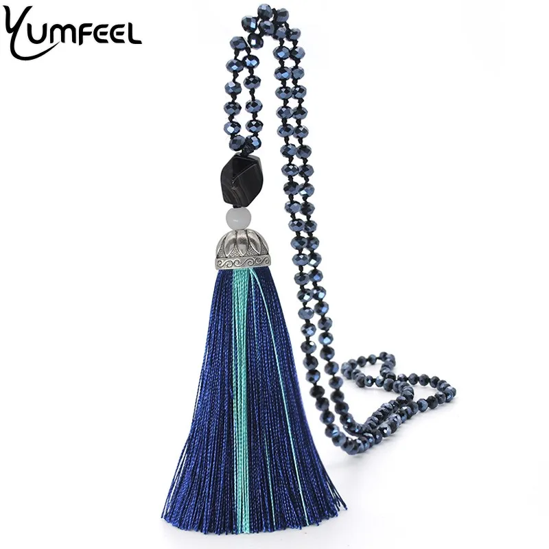 Yumfeel 2018 New Tassel Pendant Necklace Faceted Glass Crystal Beads Long Necklace Women Jewelry Gifts Yumfeel 2018 New Tassel Pendant Necklace Faceted Glass Crystal Beads Long Necklace Women Jewelry Gifts