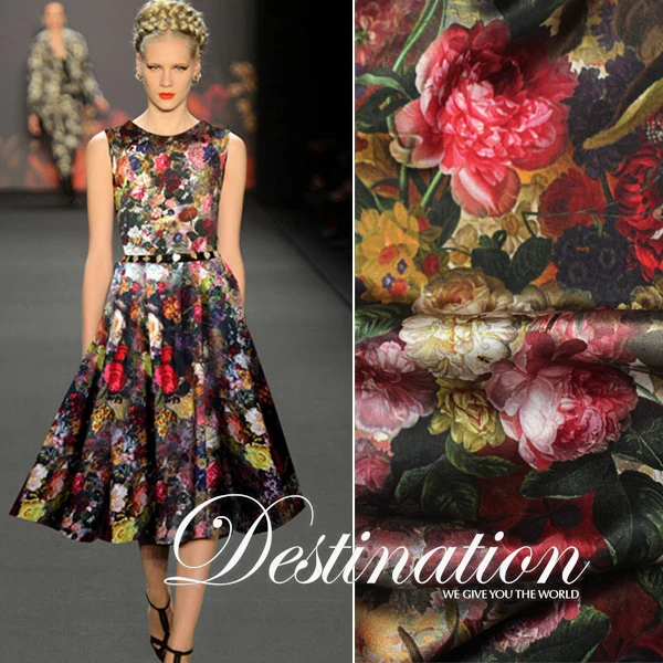 

Free shipping Jiangnan impression 2019 sale rose printed pure silk female dresses qipao dress fabrics