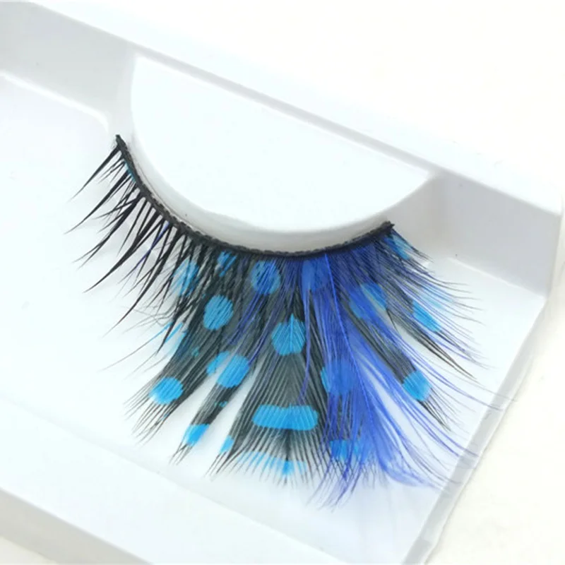 5 Pairs Party Feathers False Eyelashes Peacock Spot Modeling Makeup