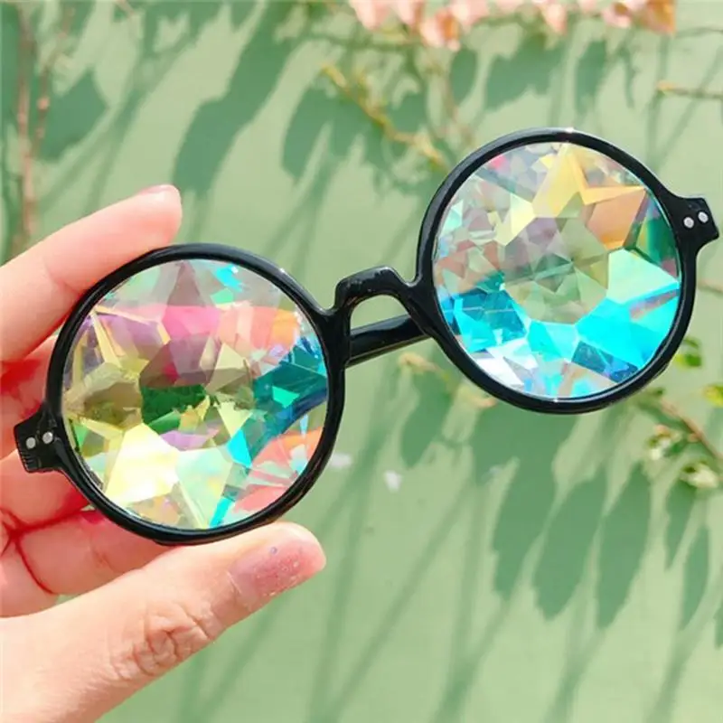 

Kaleidoscope Glasses Rave Festival Party Sunglasses Diffracted Lens-Black