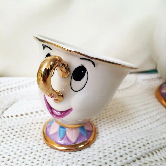 Распродажа! чайный набор "Красавица и Чудовище", керамический чайный горшок, чайная чашка с поддоном, мультяшный, Mrs Potts Chip, чайный горшок, чашка, прекрасный подарок на день рождения - Цвет: 1 Cup