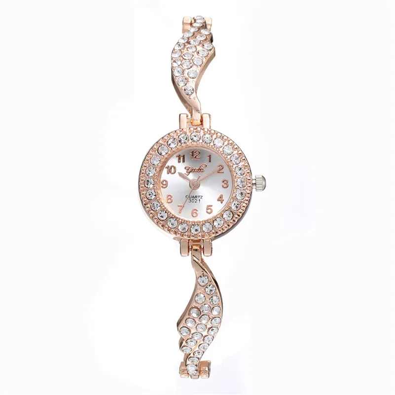 Роскошные женские часы, розовое золото, серебро, сплав, кварцевые наручные часы, маленький изысканный кристалл, ремень, женские часы, подарок/C
