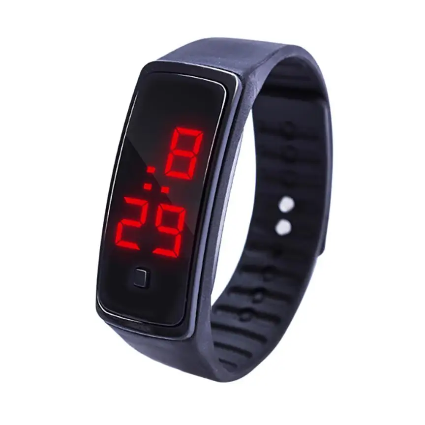 Модные женские и мужские светодиодный цифровые часы, студенческие часы-браслет, студенческие спортивные наручные часы с силикагелем для детей, 50P - Цвет: black