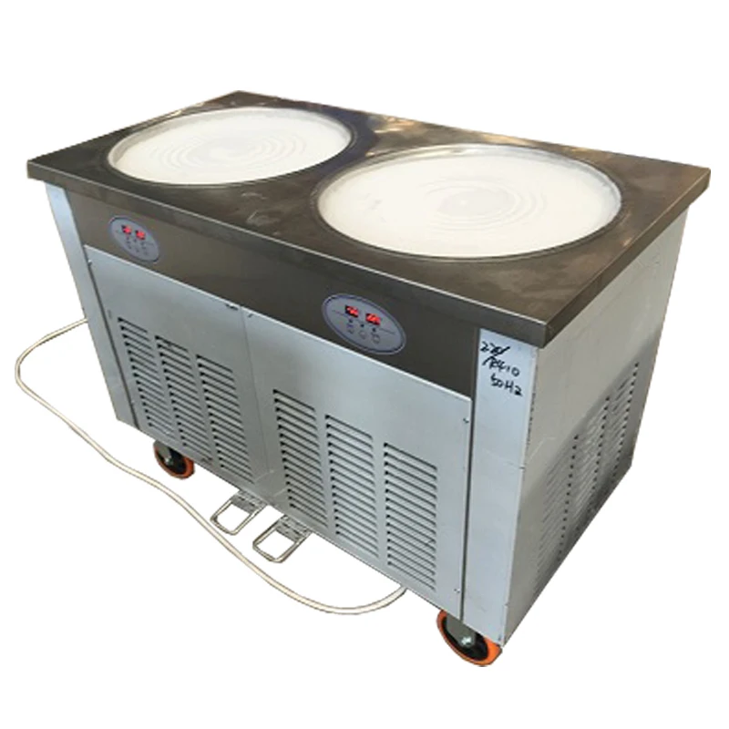 

double round pan or square pan double compressor fry ice cream making machine fried ice cream roll machine