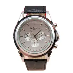 WoMaGe новый бренд кварцевые часы Простой серебристый корпус Для женщин Для мужчин платье часы Кожаные модельные туфли Наручные часы модные