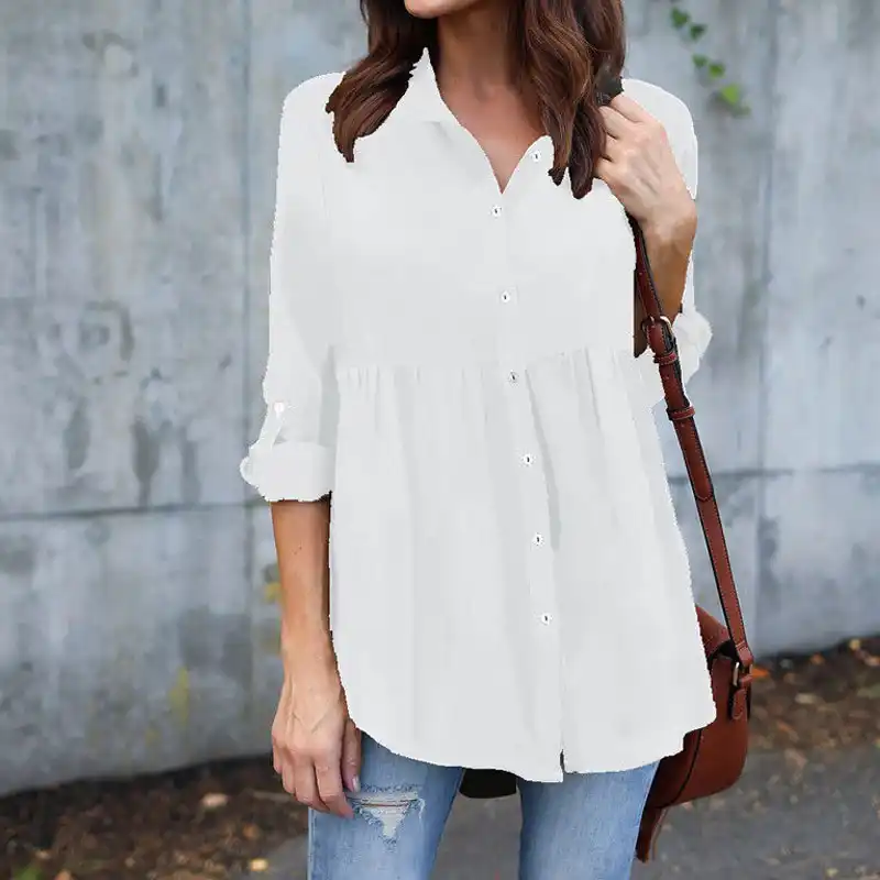 women's plus size white button up blouse