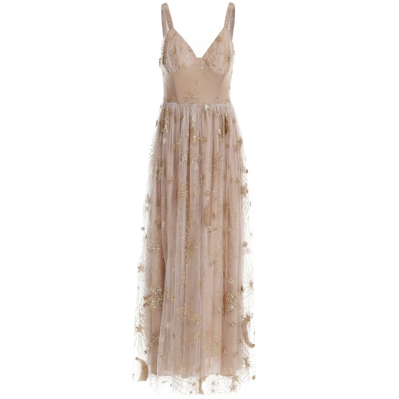 

KENVY Brand Fashion Women's High-end Luxury Slim Embroidery Harness Long Dress