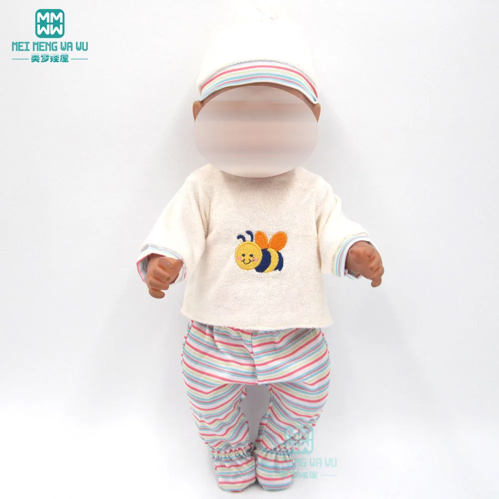 Одежда для куклы 43 см, аксессуары для новорожденной куклы, черно-белая полосатая футболка + детские шорты