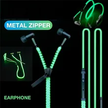 200 шт фосфоресцирующий стерео бас-вкладыши металлические наушники в виде застежки-молнии 3,5 мм проводной с микрофоном светодиодный свет люминесцентный светящийся гарнитура