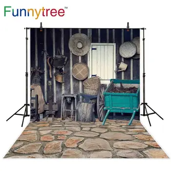 

Funnytree backgrounds for photography studio farm equipment wood wall stone way professional backdrop photobooth photocall