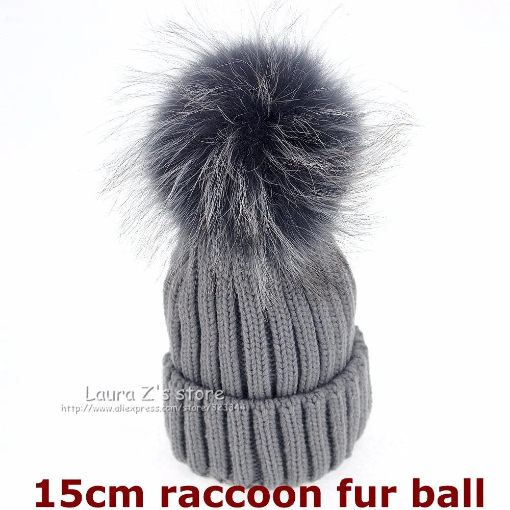 Ларасхоу зимние детские шапки шапочки шапки вязаные шляпы детские для девочки мальчики енот мех норки помпоны шерсть