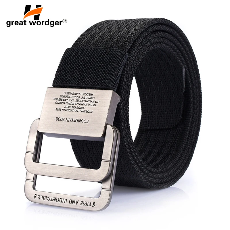 

Outdoor sport Nylon Canvas Military Equipment Tactical Belt Man Double Ring Buckle Thicken Belts for Men Waistband