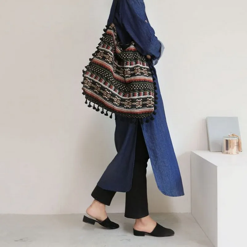 Tassel Fringe Women Vintage Shoulder Tote bag  (4)
