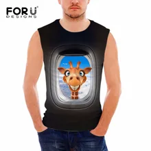 FORUDESIGNS/забавные черные сексуальные майки с 3D рисунком жирафа, Мужская одежда, повседневные хлопковые жилеты, майка для бодибилдинга