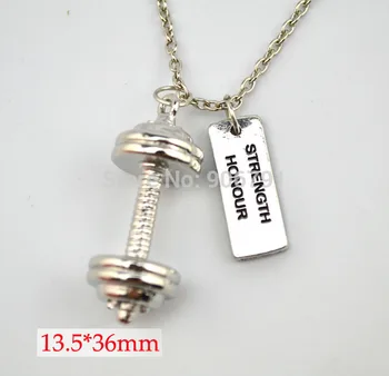 

10pcs a lot Weightlifting barbell pendant and strength honour charms sports Gym necklace