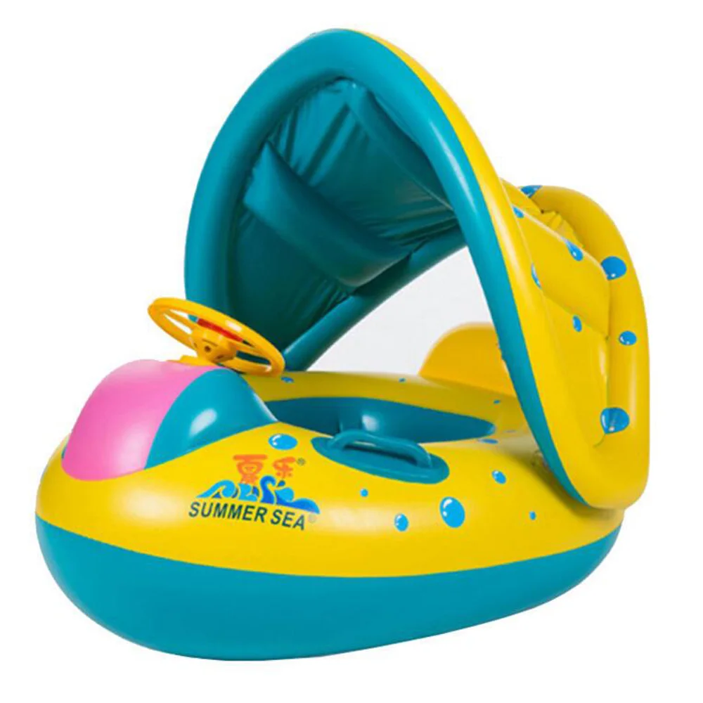 Safety Baby Infant Swimming Float Inflatable Adjustable Sunshade Seat