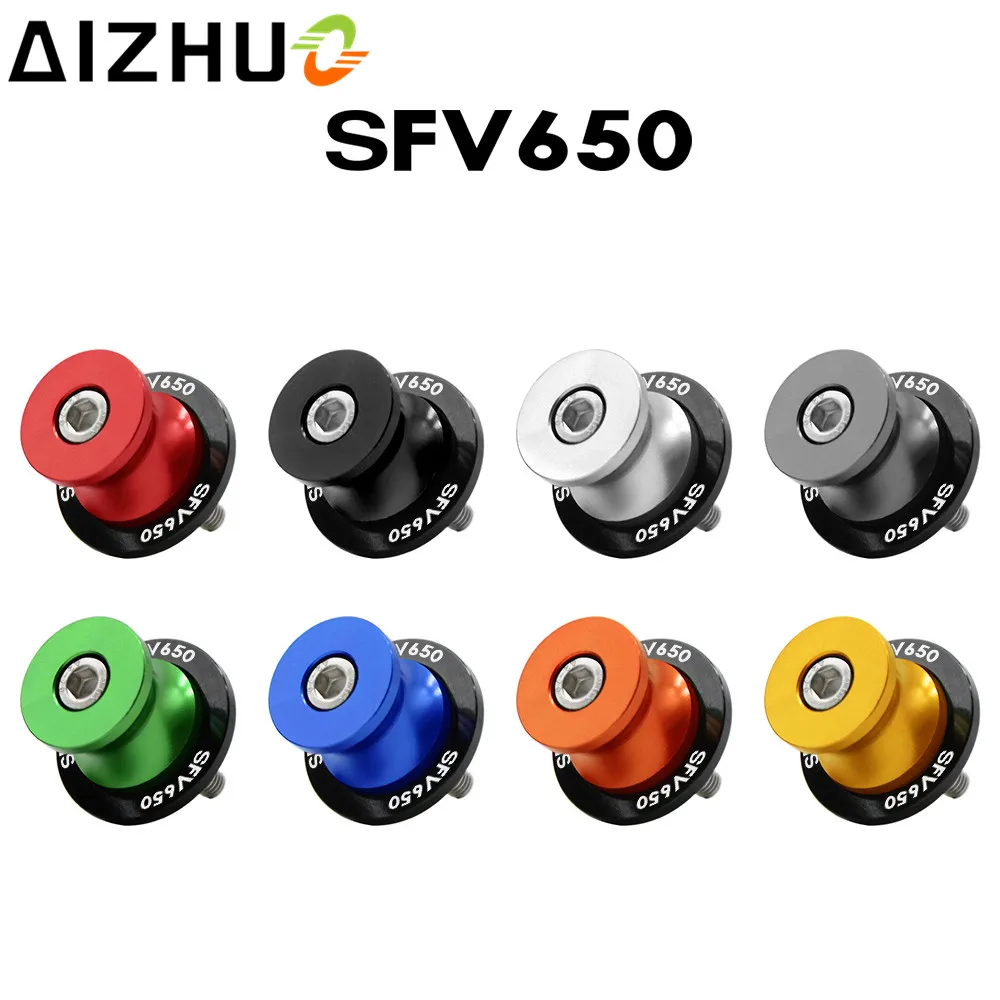 For Suzuki SFV650 SFV 650 Motorcycle Swingarm Slider Spools 8mm With SFV650 LOGO CNC Aluminum Motor Accessories Stand Screws