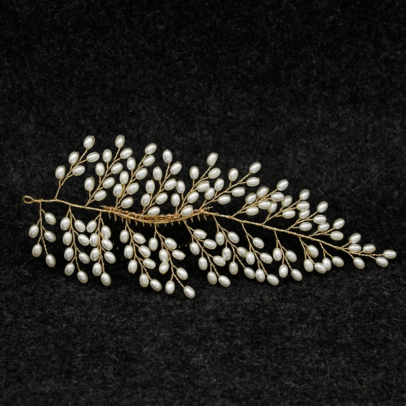 

Bride Comb Wedding Leaf Headwear Pearl Bridal Hairpins Women Jewelry Accessories