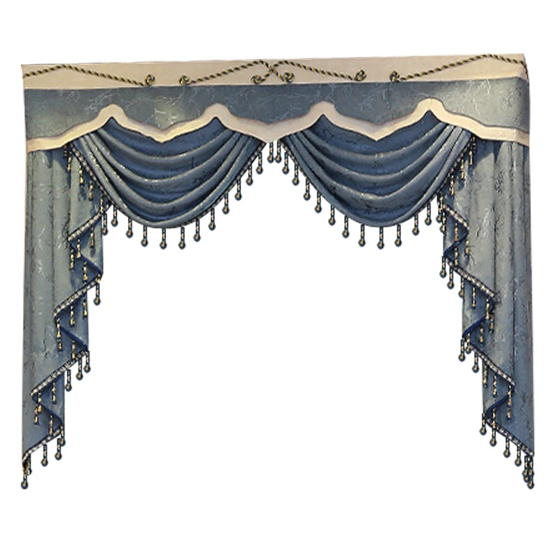 Роскошные европейские шторы Pelmet Valance на окна для гостиной кружевные с бусинами