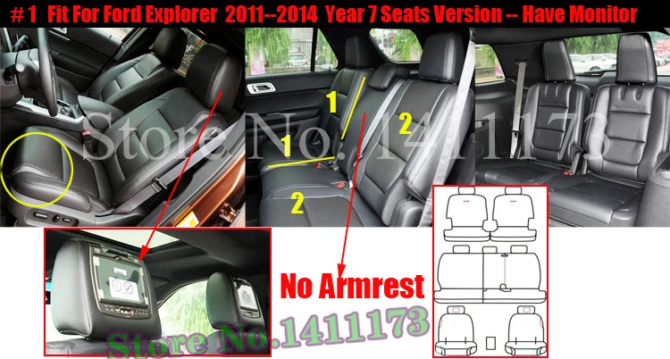 CARTAILOR Car Seat Cover Set for Ford Explorer 2013 2014 2016 Seat
