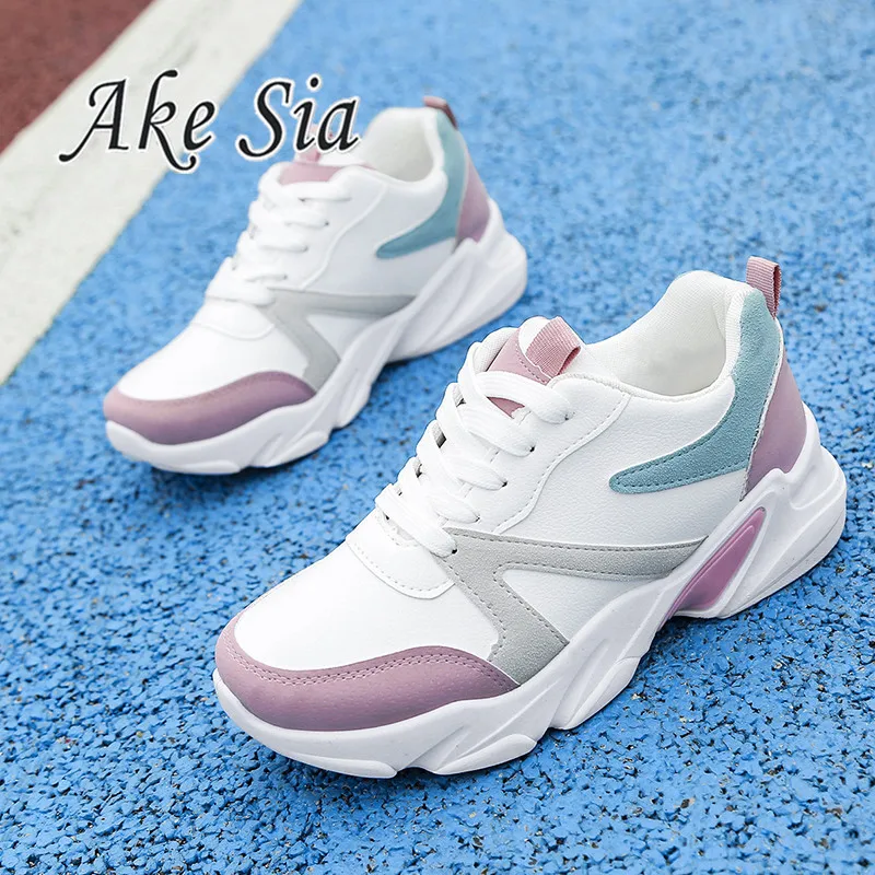 

Small white shoes female 2019 spring and autumn new fashion color matching board shoes thick bottom casual ladies single shoes