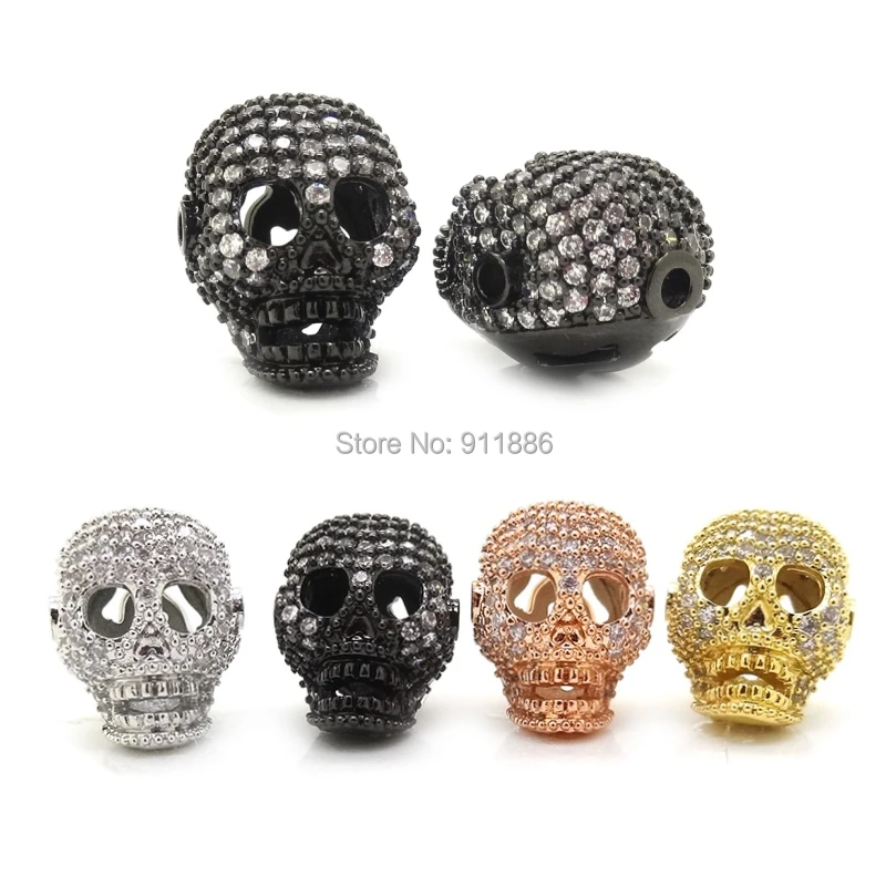 

Hot 16x12mm Skull Head with CZ stone Beads charm skeleton beads,Micro Pave CZ Cubic Zirconia,Findings,DIY Jewelry Making Bead