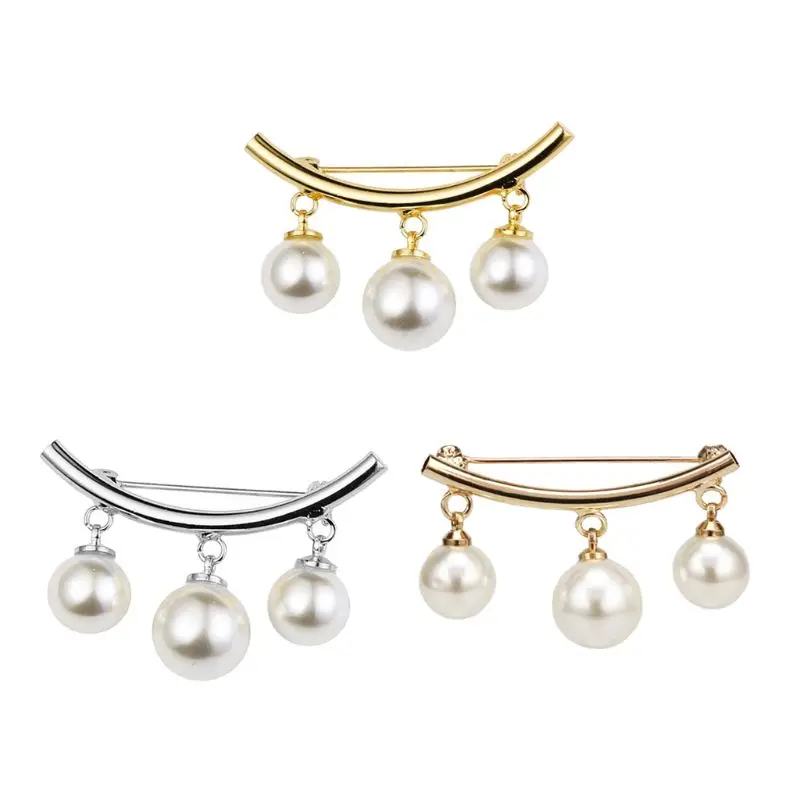 

Imitation Pearl Collar Cardigan Shawl Clothes Scarf Anti-light Brooch Safety Pin