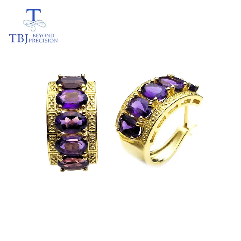 

TBJ,2019 100% natural amethyst gemstone clasp in 925 sterling silver fine jewelry with best nice gift for women or Valentine