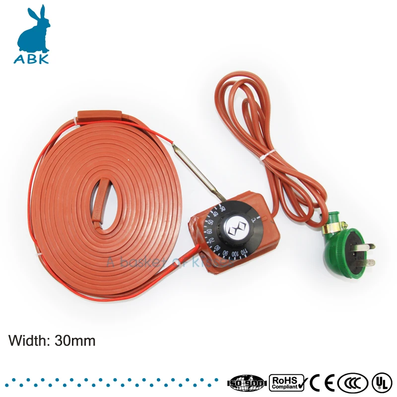 

220V width 30 mm Silicon rubber heating cable Simple installation heating wire Antifreezing heat preserving Heating cable